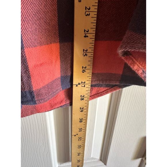 L.L. Bean Coral and Navy Lumberjack Check Flannel Women’s Size XL - Picture 6 of 7